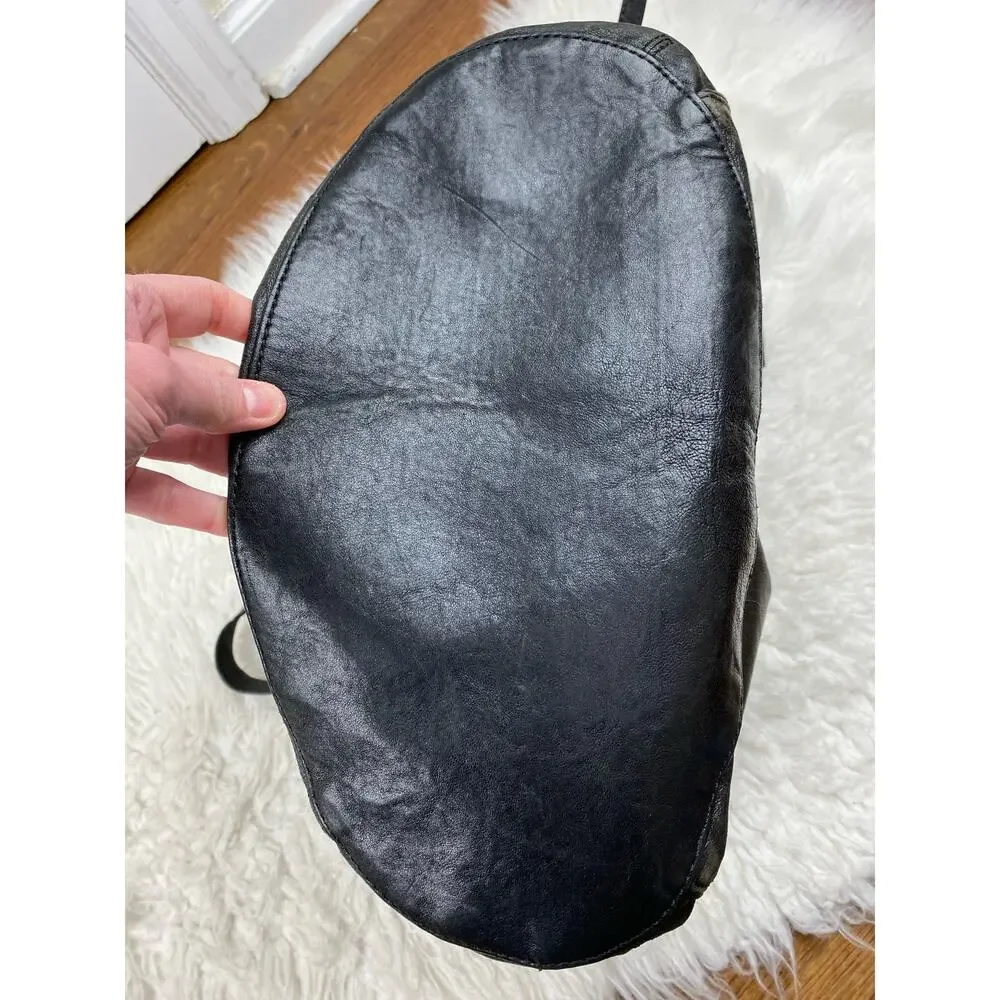 Cole Haan Black Soft Leather Hobo Handbag Purse‎ *